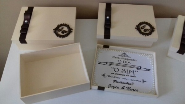 Kit Com 10 Caixas Convite Padrinhos Mdf (20x15x6) Kit Com 10 Caixas Convite Padrinhos Mdf (20x15x6)
