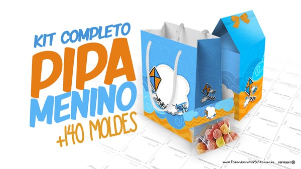 Pipa Laranja E Azul Kit Festa Grátis Para Imprimir Em Casa Pipa Laranja E Azul Kit Festa Grátis Para Imprimir Em Casa