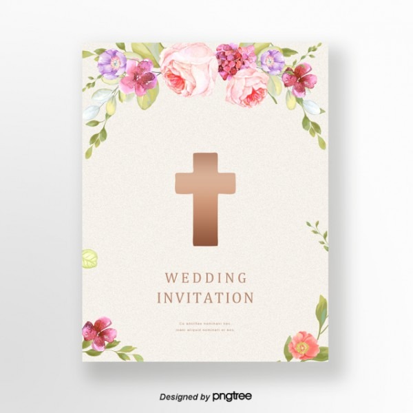 Simples E Elegante Convite De Casamento Cristão Flores Pintadas à Simples E Elegante Convite De Casamento Cristão Flores Pintadas Ã