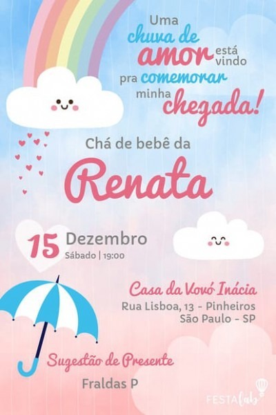 Convite De Chá De Bebê Convite De Chá De Bebê