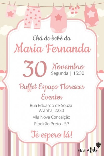 Convite De Chá De Bebê Convite De Chá De Bebê