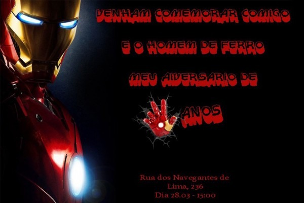 10 Convite Homem De Ferro Iron Man 10x15 Frete Gratis Ju Uva
