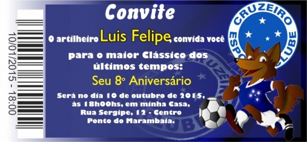 Convite Ingresso Cruzeiro