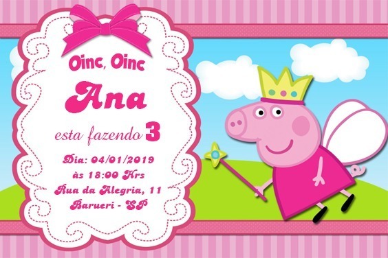 20 Convite Peppa Pig 10x7 Cm+ Envelope + Adesivo Fecho 20 Convite Peppa Pig 10x7 Cm+ Envelope + Adesivo Fecho