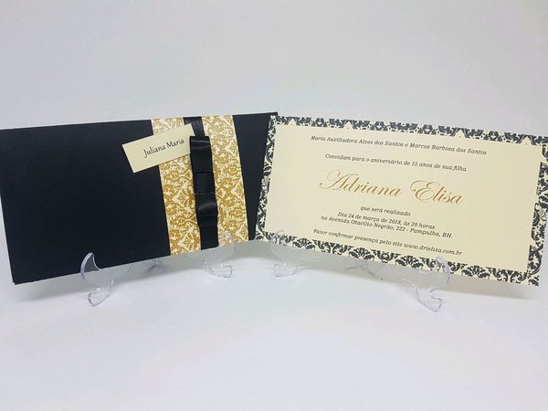 Convite Preto E Dourado 15 Anos Convite Preto E Dourado 15 Anos