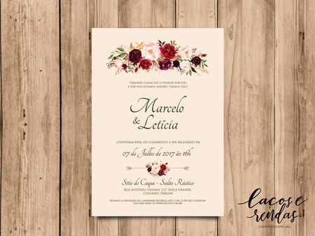 Arte Para Convite De Casamento Floral Marsala Arte Para Convite De Casamento Floral Marsala