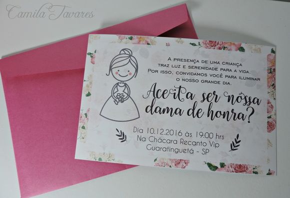 Compre Convite Dama, Pajem E Padrinhos   Floral No Elo7 Por R$ 3
