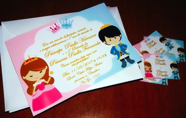 50 Convite Aniversário 10x15 Principe Princesa C Envelope 50 Convite Aniversário 10x15 Principe Princesa C Envelope