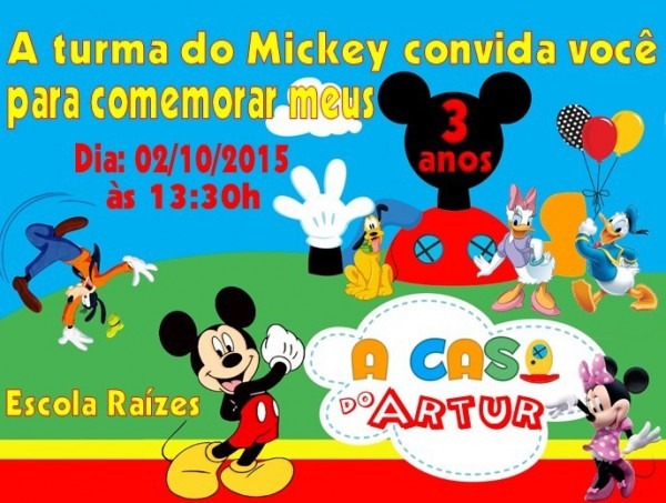 60 Convites A Casa Do Mickey Infantil Tamanho 10x15