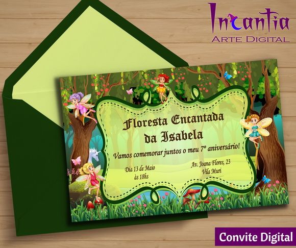 Arte Digital Convite Floresta Encantada Das Fadas Arte Digital Convite Floresta Encantada Das Fadas