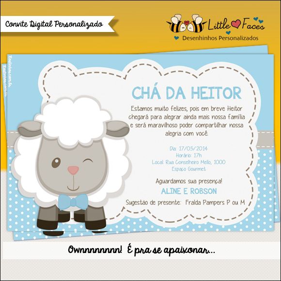 Convite Chá De Bebê Menino Ovelhinha Para Imprimir Convite Chá De Bebê Menino Ovelhinha Para Imprimir