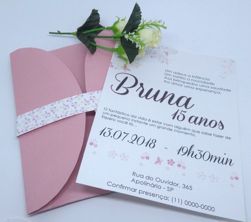 Convite 15 Anos Glitter Rosa Convite 15 Anos Glitter Rosa