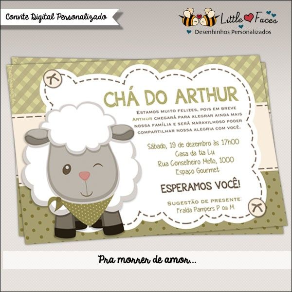 Convite Chá De Bebê Menino Carneirinho Para Imprimir Convite Chá De Bebê Menino Carneirinho Para Imprimir