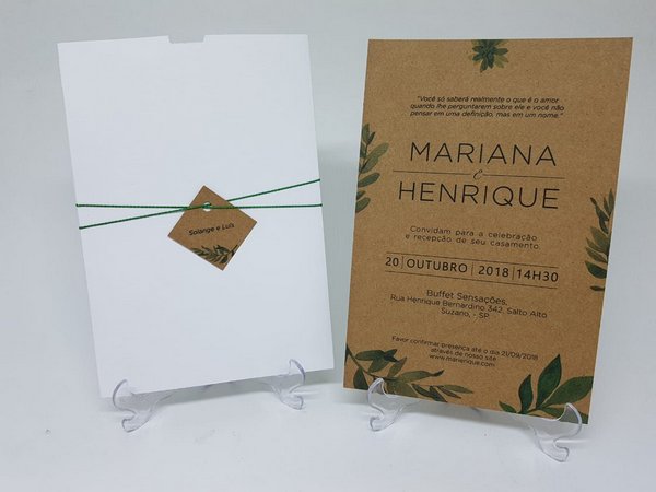 Convite Casamento Folhas Luva Convite Casamento Folhas Luva