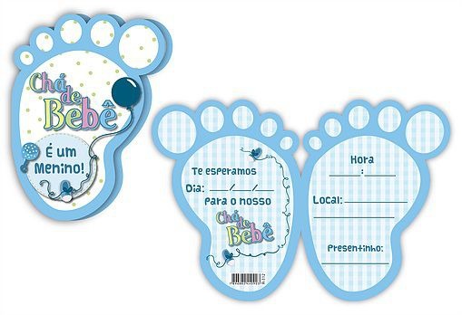 Convite Chá De Bebê Pezinho Azul Convite Chá De Bebê Pezinho Azul