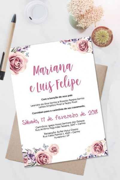 Convite Casamento Rose Floral Editavel No Word â¡clique No Pin E Convite Casamento Rose Floral Editavel No Word â¡clique No Pin E