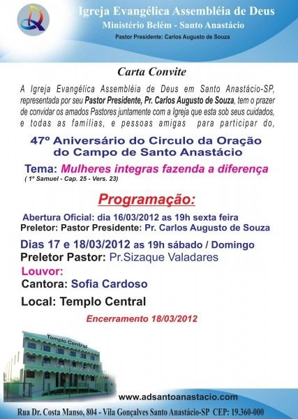 Carta Convite Igreja Evangelica Assembleia De Deus Carta Convite Igreja Evangelica Assembleia De Deus