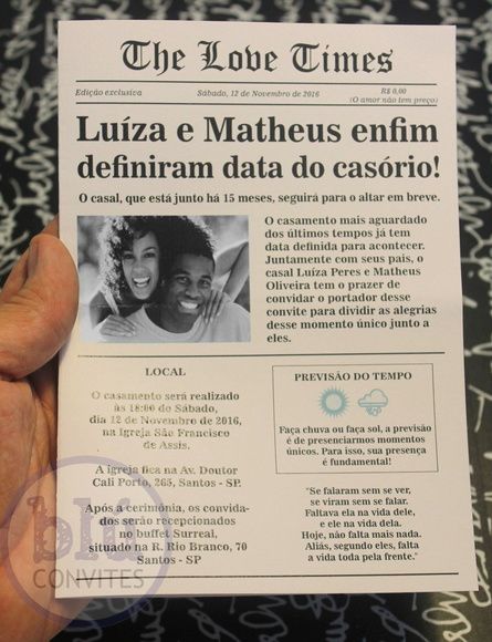 Convite De Casamento Jornal Convite De Casamento Jornal