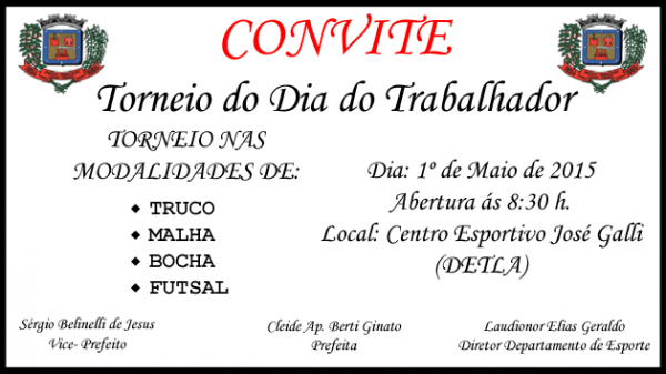 Convite â Torneio Do Dia Do Trabalhador Convite â Torneio Do Dia Do Trabalhador