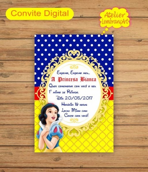 Convite Branca De Neve Convite Branca De Neve