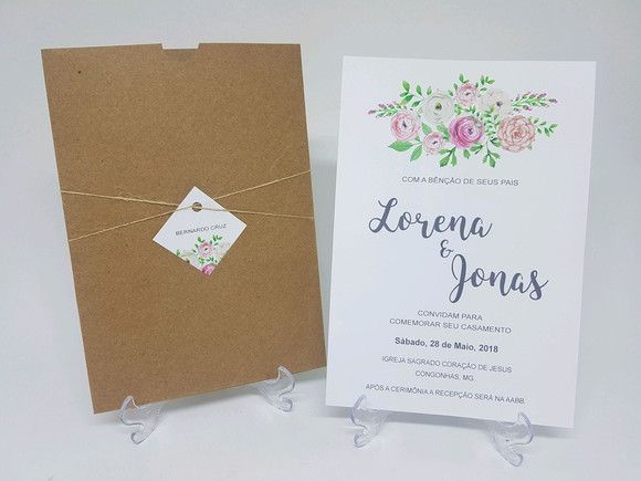 Convite Casamento Envelope Luva Floral Convite Casamento Envelope Luva Floral