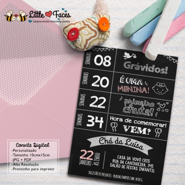 Convite Chalkboard Chá De Bebê Lousa No Elo7 Convite Chalkboard Chá De Bebê Lousa No Elo7