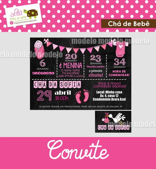 Convite Chá De Bebê Em Lousa Convite Chá De Bebê Em Lousa