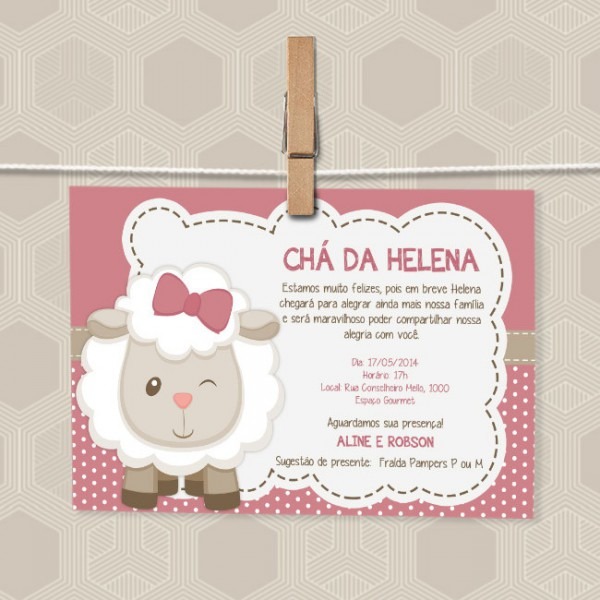 Convite Chá De Bebê Ovelha Digital No Elo7 Convite Chá De Bebê Ovelha Digital No Elo7