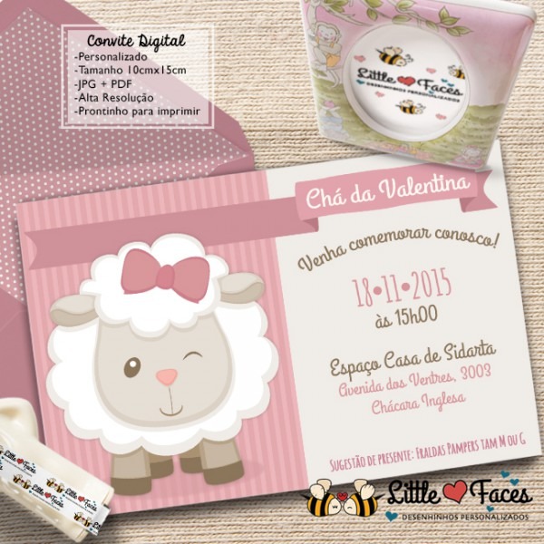 Convite Chá De Bebê Ovelha Digital No Elo7 Convite Chá De Bebê Ovelha Digital No Elo7