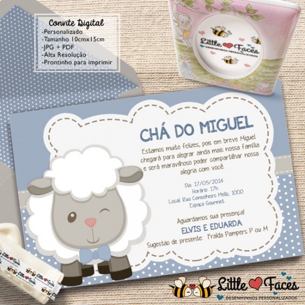 Convite Chá De Bebê Ovelhinha Digital No Elo7 Convite Chá De Bebê Ovelhinha Digital No Elo7