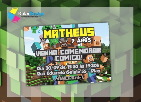 Convite De Aniversário Minecraft No Elo7 Convite De Aniversário Minecraft No Elo7