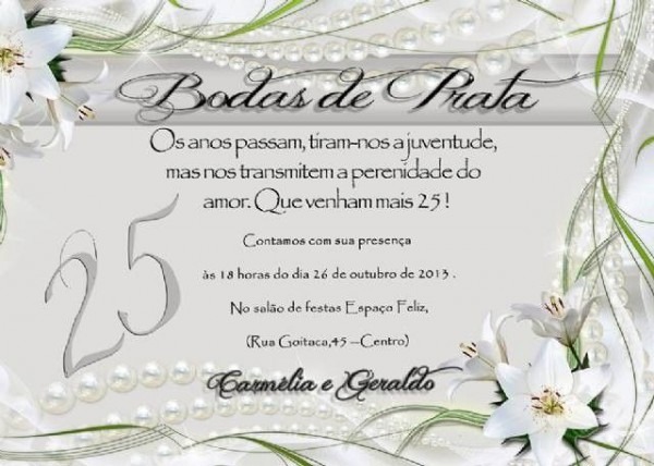 Convite De Bodas De Prata Artesanal â Modelos De Convite Convite De Bodas De Prata Artesanal â Modelos De Convite