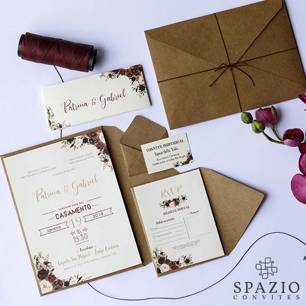 Convite De Casamento Floral Marsala Convite De Casamento Floral Marsala