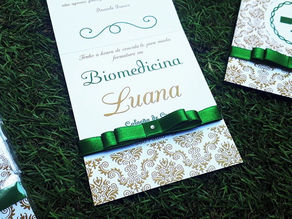 Convite De Formatura Biomedicina Verde Personalizado Convite De Formatura Biomedicina Verde Personalizado