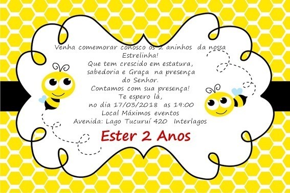 Convite Digital Abelhinha (faço Todos Os Temas) Convite Digital Abelhinha (faço Todos Os Temas)