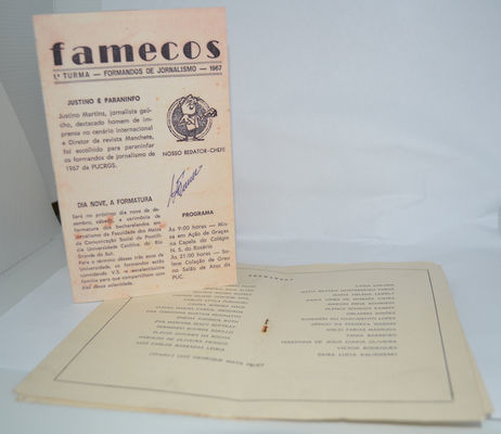 Convite Da Primeira Turma De Jornalismo Da Famecos é Reencontrado Convite Da Primeira Turma De Jornalismo Da Famecos é Reencontrado