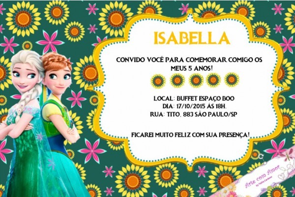 Convite Frozen Fever Lindo!!! No Elo7 Convite Frozen Fever Lindo!!! No Elo7
