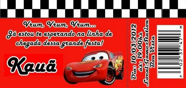 Convite Ingresso Tema Carros No Elo7 Convite Ingresso Tema Carros No Elo7