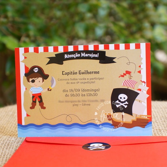 Convite Pirata No Elo7 Convite Pirata No Elo7