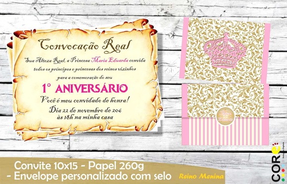 Convite Tema Realeza Menina Convite Tema Realeza Menina