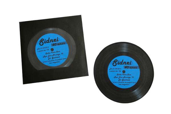 Convite Retrô Disco De Vinil Convite Retrô Disco De Vinil