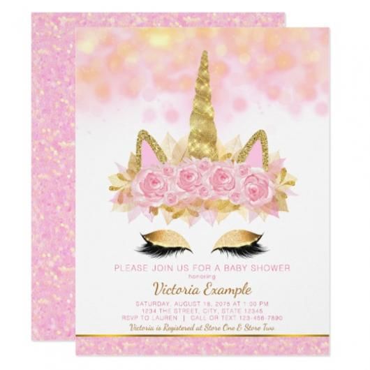 Convites Unicórnio Rosa Com Detalhes Em Dourado Convites Unicórnio Rosa Com Detalhes Em Dourado