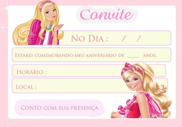 Convites Da Barbie 60 Ideias Fantásticas & Modelos Para Imprimir Convites Da Barbie 60 Ideias Fantásticas & Modelos Para Imprimir