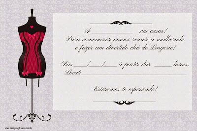 Convites Para Chá De Lingerie Grátis Para Editar Convites Para Chá De Lingerie Grátis Para Editar