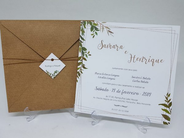Convite Casamento Rustico Folhagens Convite Casamento Rustico Folhagens