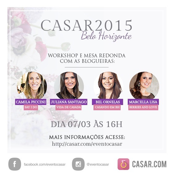 Programação Workshops E Palestras Casar Bh + Sorteio De Convites Programação Workshops E Palestras Casar Bh + Sorteio De Convites