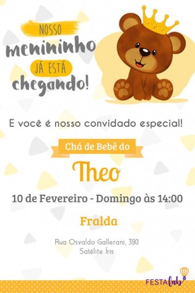 Convite De Chá De Bebê Convite De Chá De Bebê