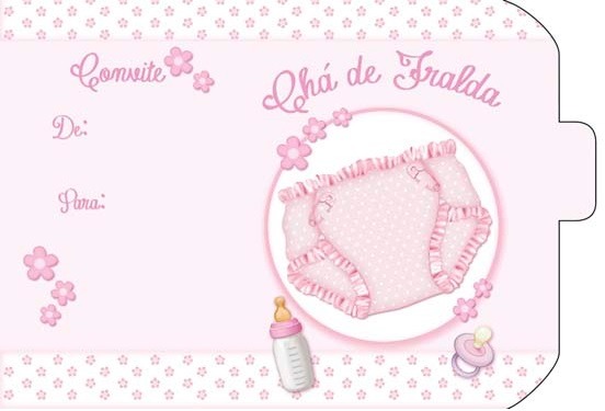 Convite Chá De Fralda Rosa C 10un Convite Chá De Fralda Rosa C 10un