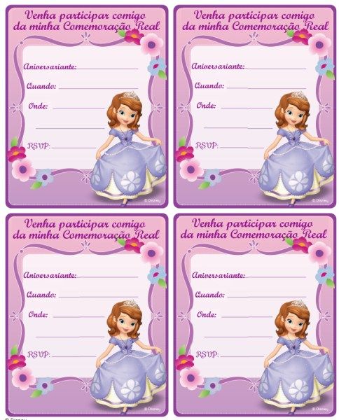 Convite, Painel, Boneca E Personagens Da Princesinha Sofia Convite, Painel, Boneca E Personagens Da Princesinha Sofia