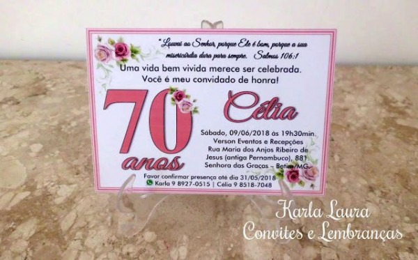 Convite De AniversÃ¡rio 70 Anos
